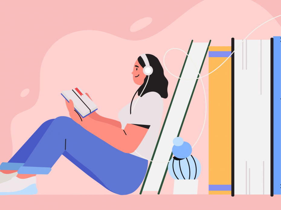 Illustration of a woman reading a book