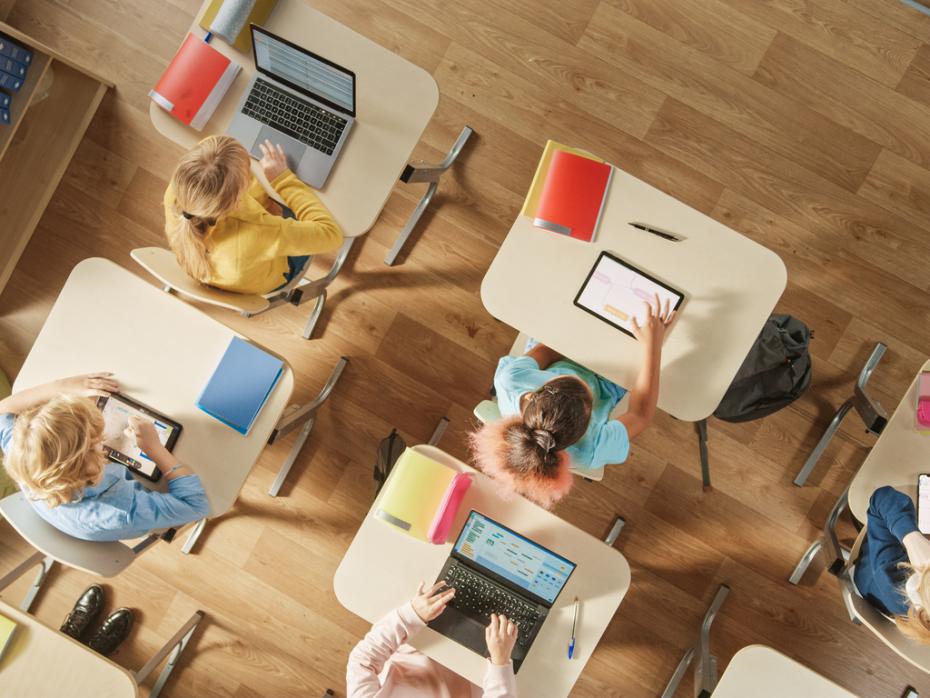 Students studying at individual desks