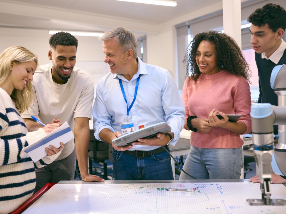 Students discussing AI in the classroom