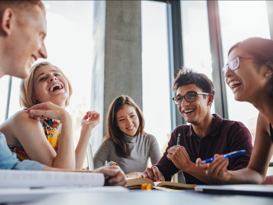 Students chatting in class