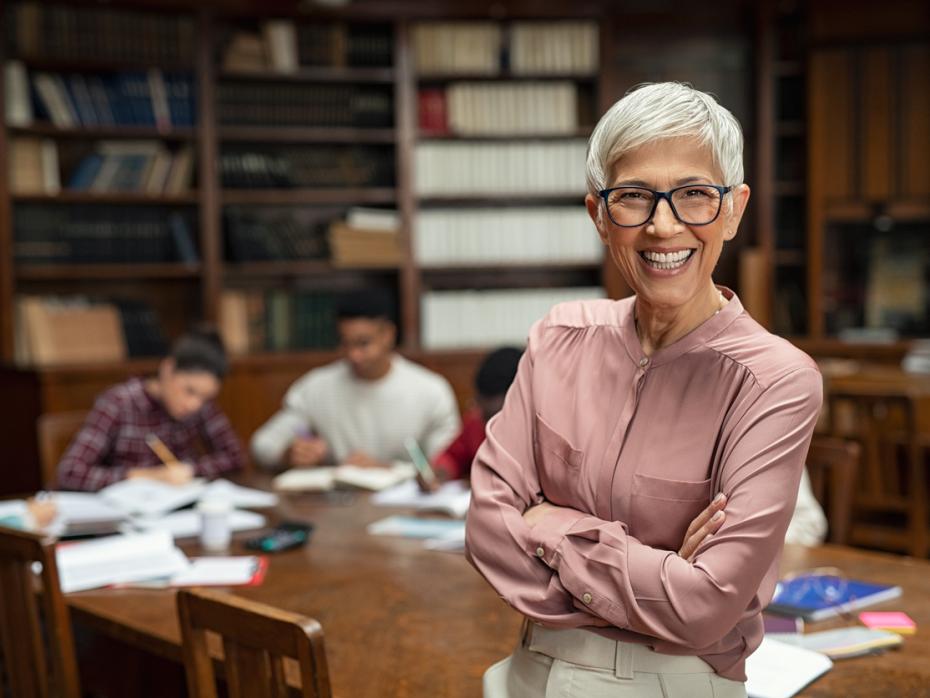 Teacher smiling at the camera