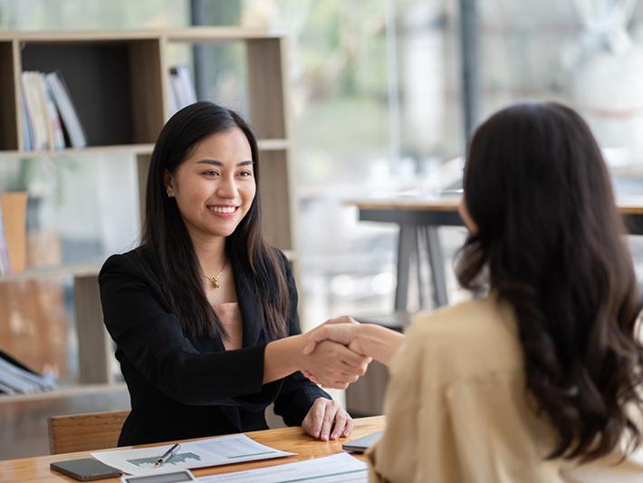 Asian woman in job interview