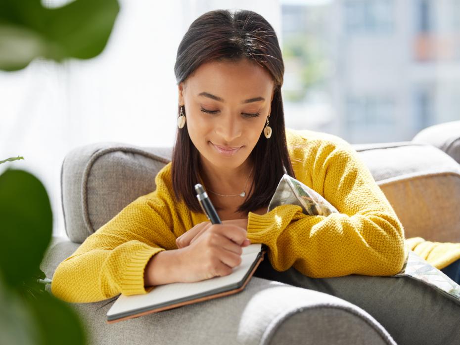 A teacher writing in her journal