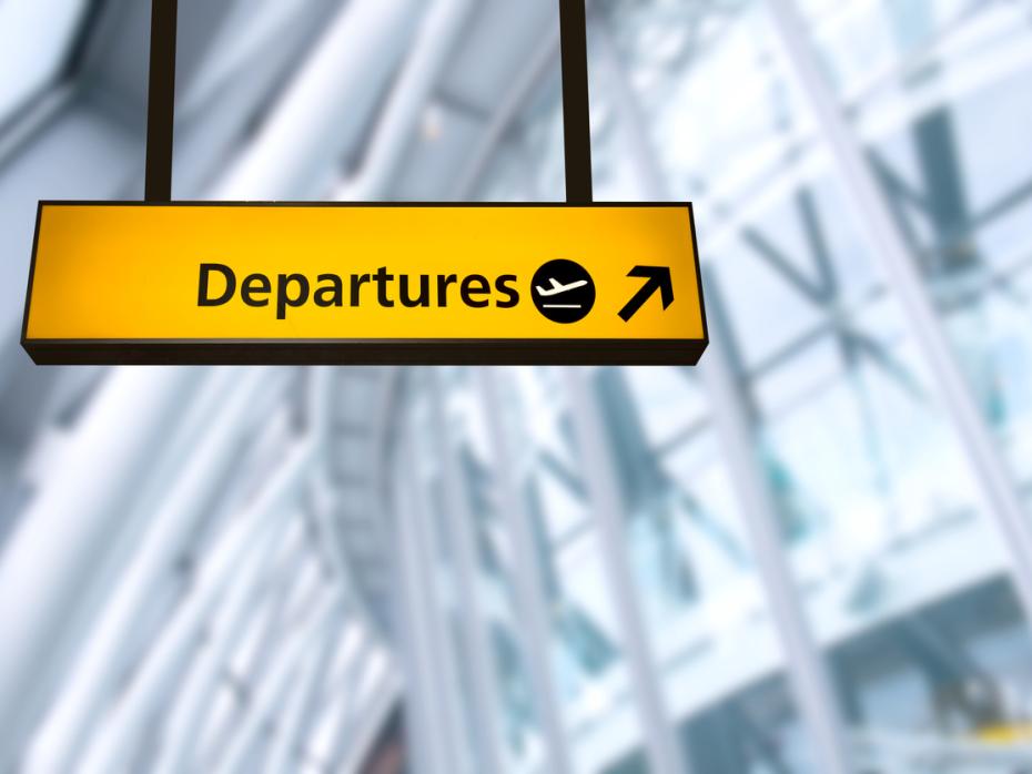 Departures sign at an airport