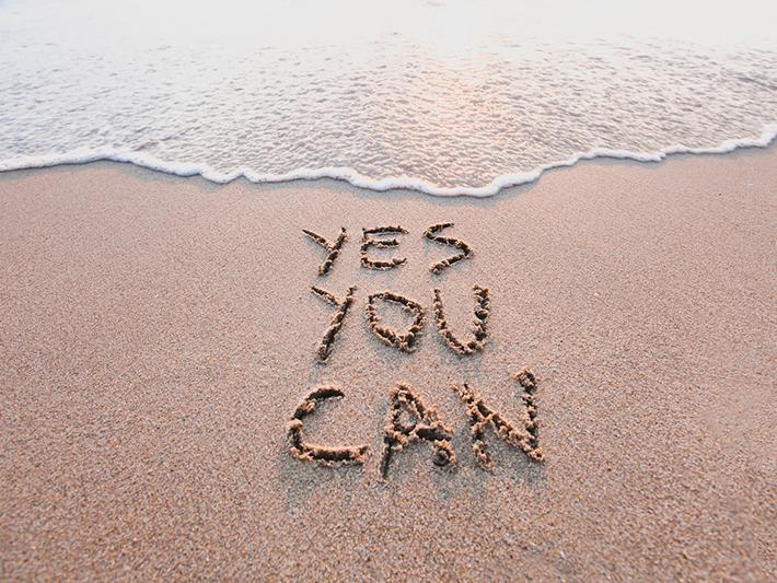 Yes, you can spelled out on beach sand