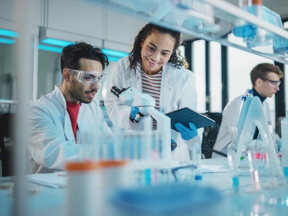 Students researching in a lab