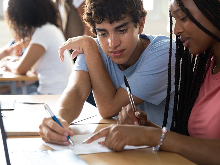 Students working together in class