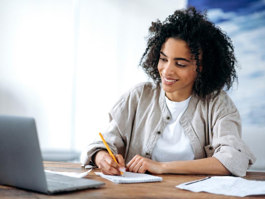 Online student studying at her laptop