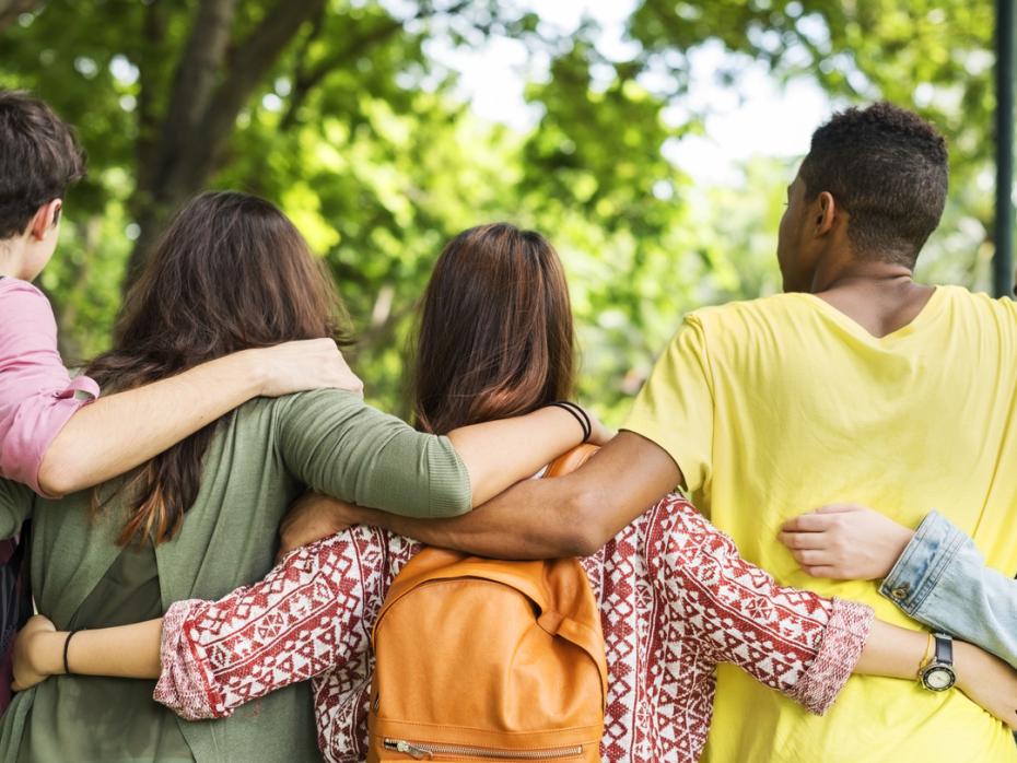 A group of students arm in arm