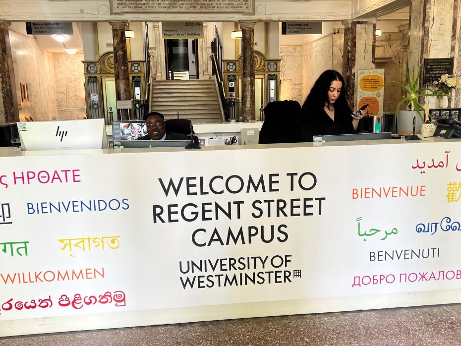 Westminster Regent Street welcome sign