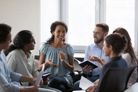 A group of students in discussion