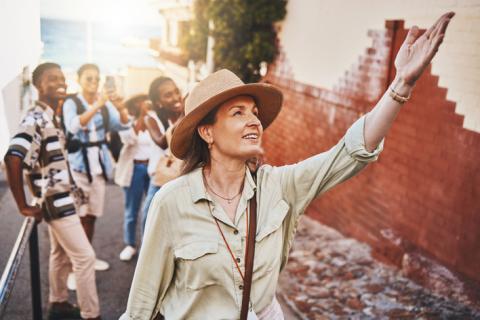 Guide leading a tour