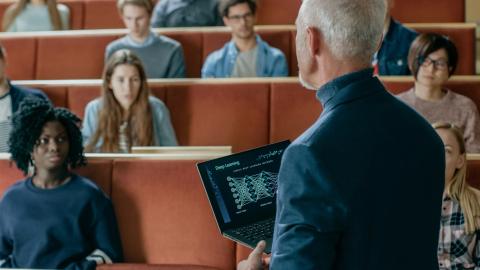 A professor giving a lecture 