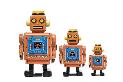 Three vintage-style robots