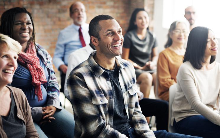 Students laughing in seminar