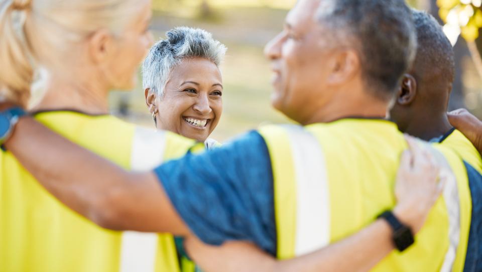 Volunteers wearing hi vis