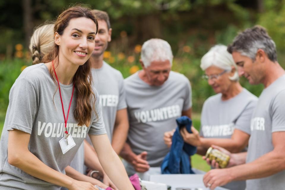 Volunteers at a food bank