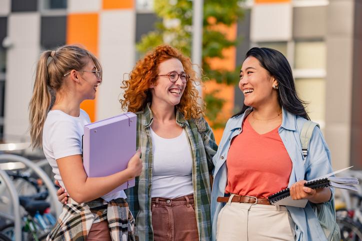 Three young female college students