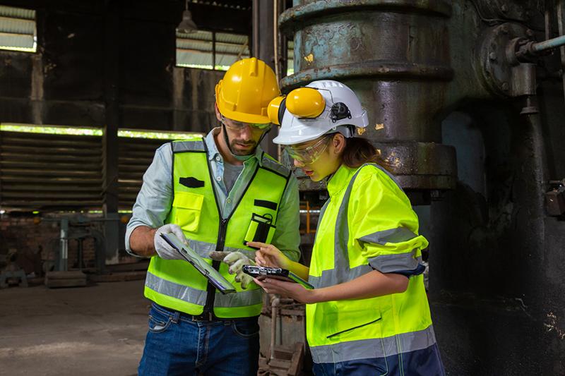 Apprentice working on a building site